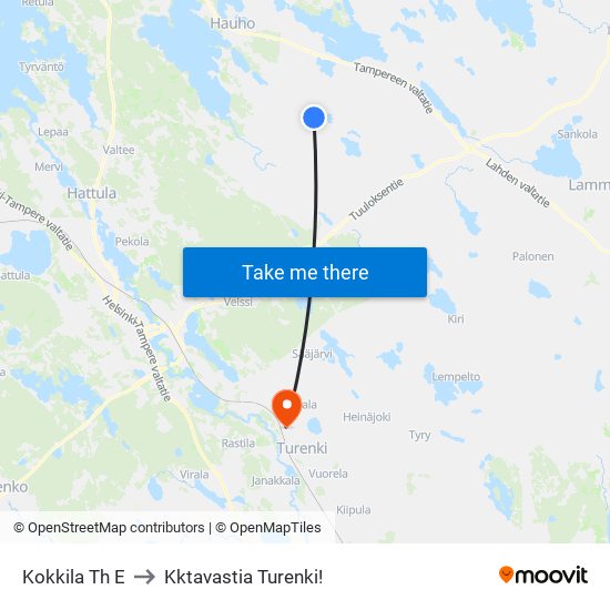 Kokkila Th E to Kktavastia Turenki! map