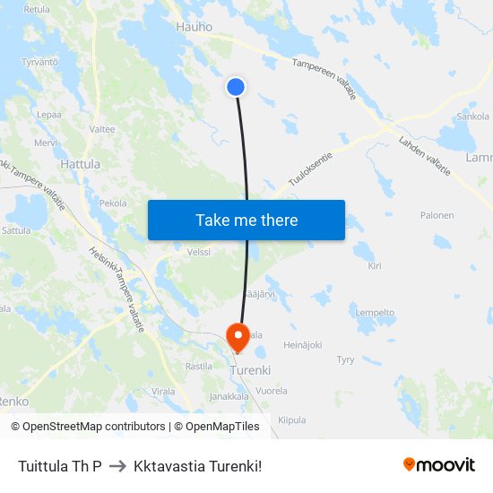 Tuittula Th P to Kktavastia Turenki! map