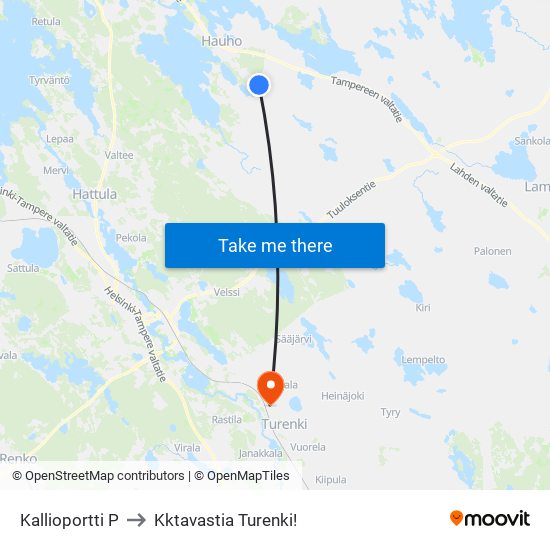 Kallioportti P to Kktavastia Turenki! map