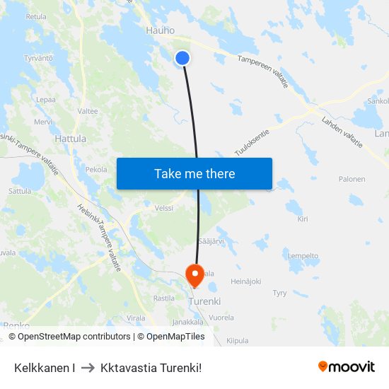 Kelkkanen I to Kktavastia Turenki! map