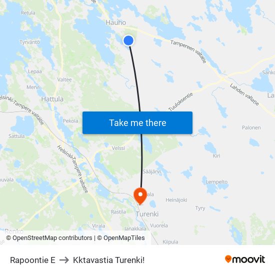 Rapoontie E to Kktavastia Turenki! map