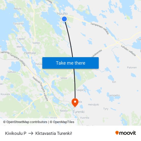 Kivikoulu P to Kktavastia Turenki! map