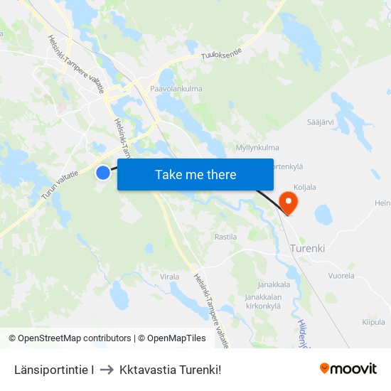 Länsiportintie I to Kktavastia Turenki! map