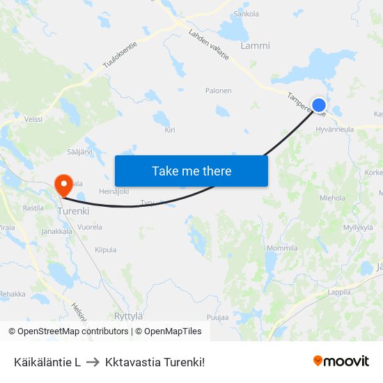Käikäläntie L to Kktavastia Turenki! map