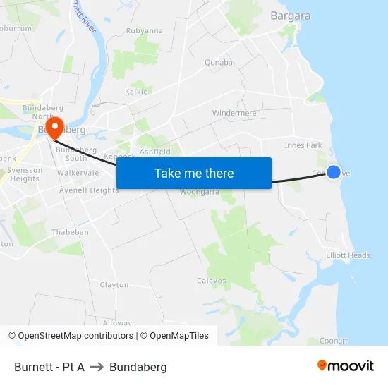 Burnett  - Pt A to Bundaberg map