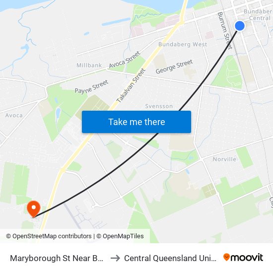 Maryborough St at Bundaberg Central State School to Central Queensland University - Bundaberg Campus map