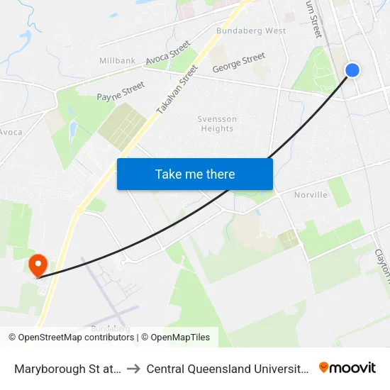 Maryborough St at Ruddell Street to Central Queensland University - Bundaberg Campus map