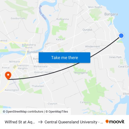 Wilfred St at Aqualine Court to Central Queensland University - Bundaberg Campus map