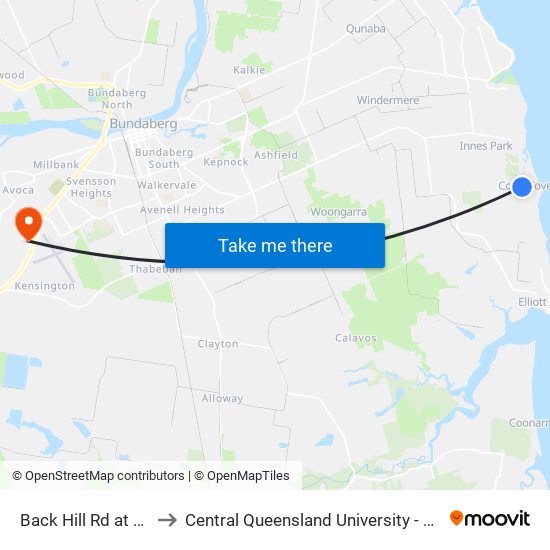 Back Hill Rd Near Toppers Dr to Central Queensland University - Bundaberg Campus map