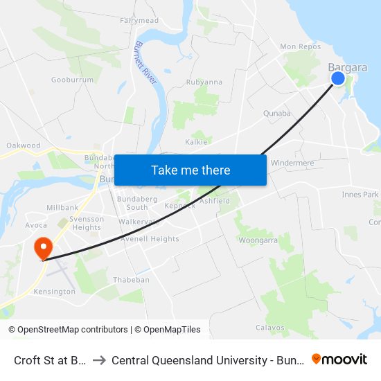 Croft St at Bauer St to Central Queensland University - Bundaberg Campus map