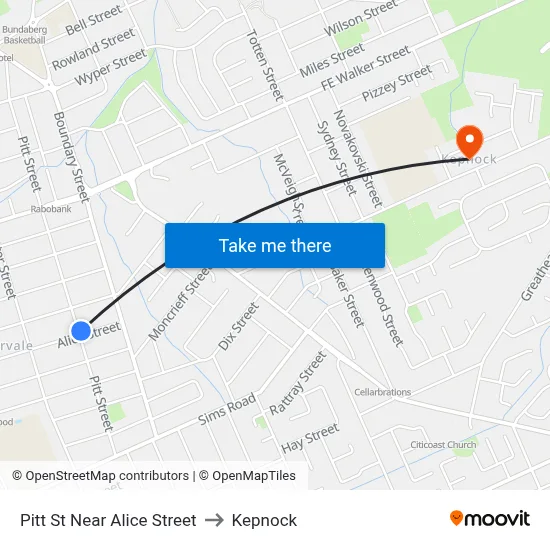 Pitt St Near Alice Street to Kepnock map