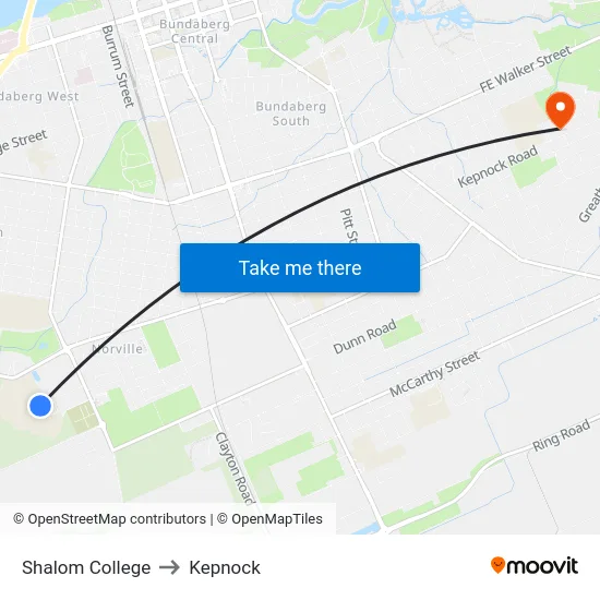 Shalom College to Kepnock map