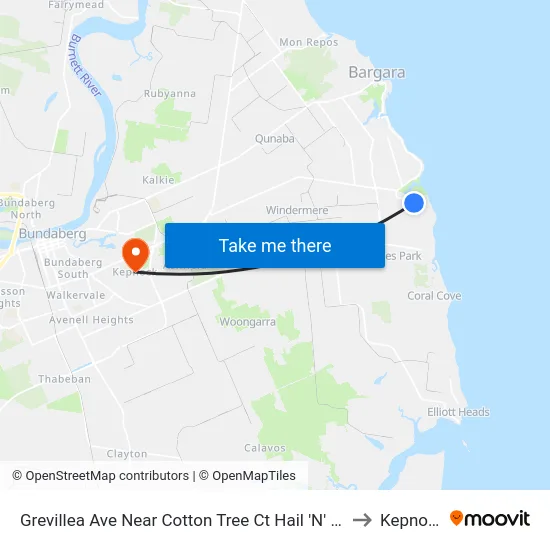 Grevillea Ave Near Cotton Tree Ct Hail 'N' Ride to Kepnock map