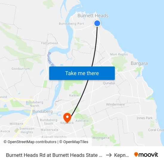 Burnett Heads Rd at Burnett Heads State School to Kepnock map