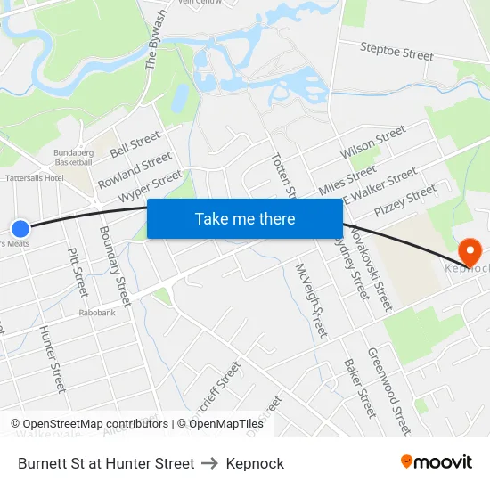 Burnett St at Hunter Street to Kepnock map