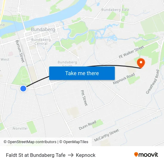 Faldt St at Bundaberg Tafe to Kepnock map