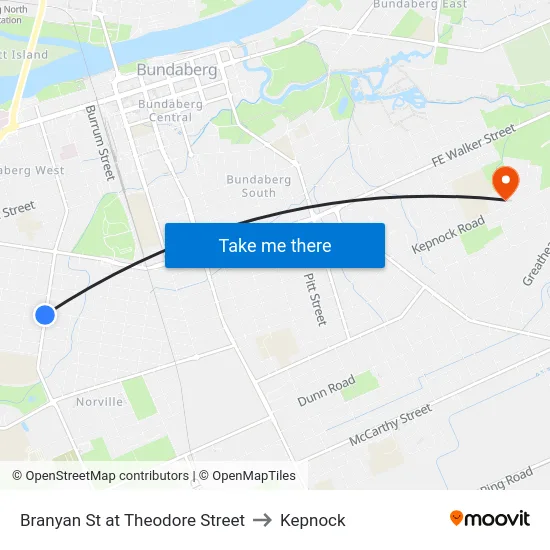 Branyan St at Theodore Street to Kepnock map