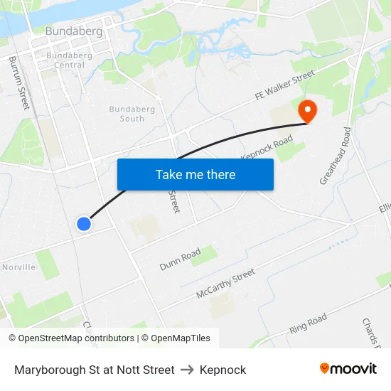 Maryborough St at Nott Street to Kepnock map