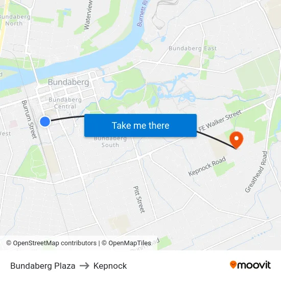 Bundaberg Plaza to Kepnock map