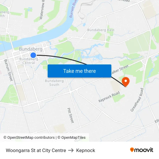 Woongarra St at City Centre to Kepnock map