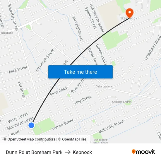 Dunn Rd at Boreham Park to Kepnock map