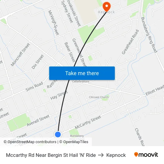 Mccarthy Rd Near Bergin St Hail 'N' Ride to Kepnock map