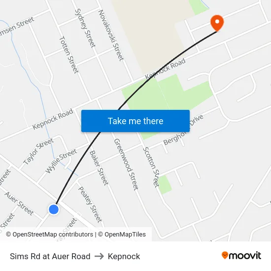 Sims Rd at Auer Road to Kepnock map