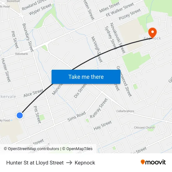 Hunter St at Lloyd Street to Kepnock map