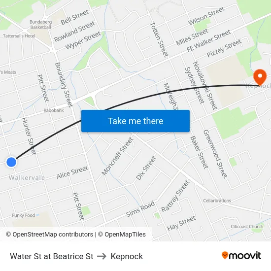 Water St at Beatrice St to Kepnock map