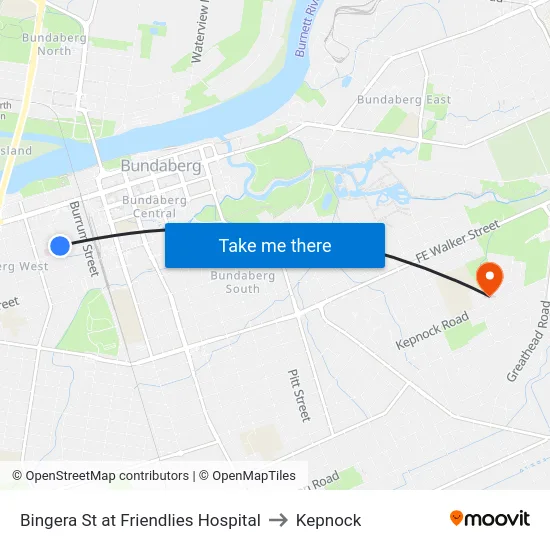 Bingera St at Friendlies Hospital to Kepnock map