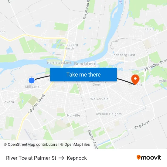 River Tce at Palmer St to Kepnock map