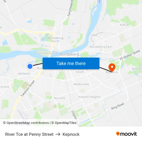 River Tce at Penny Street to Kepnock map