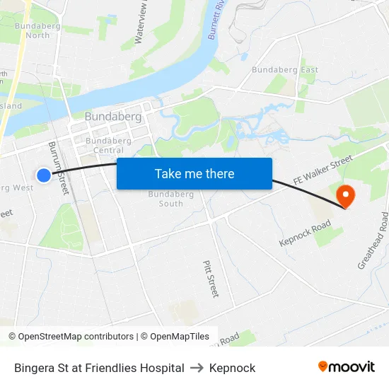 Bingera St at Friendlies Hospital to Kepnock map