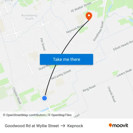 Goodwood Rd at Wyllie Street to Kepnock map