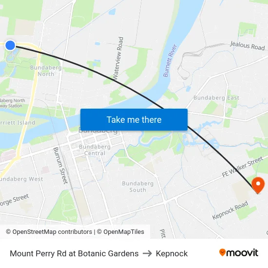 Mount Perry Rd at Botanic Gardens to Kepnock map