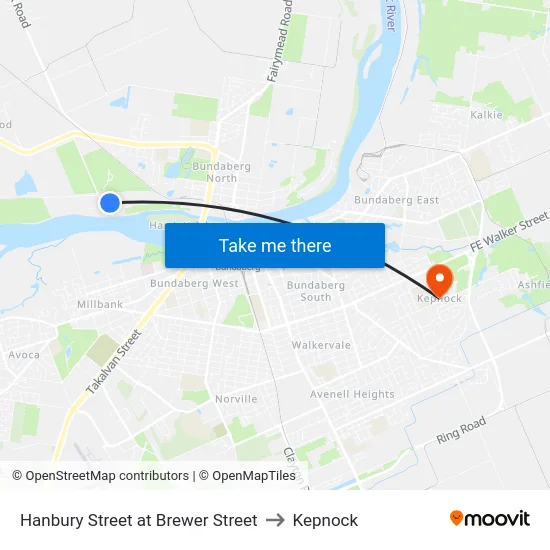 Hanbury Street at Brewer Street to Kepnock map