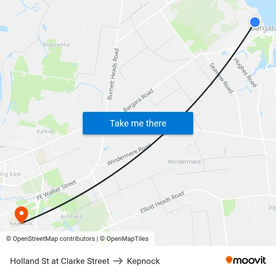 Holland St at Clarke Street to Kepnock map