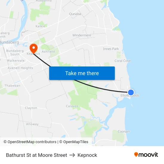 Bathurst St at Moore Street to Kepnock map
