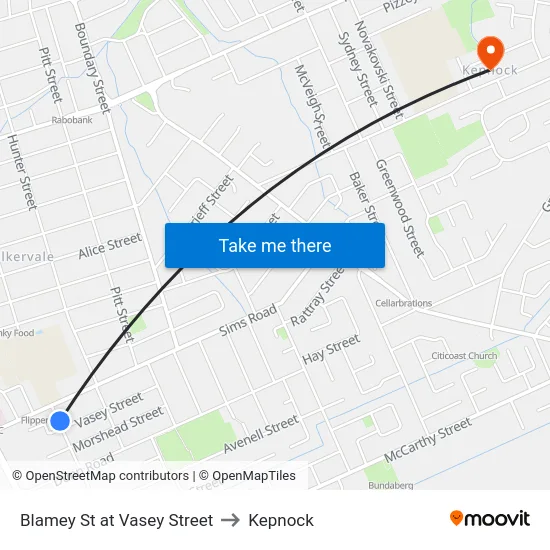Blamey St at Vasey Street to Kepnock map