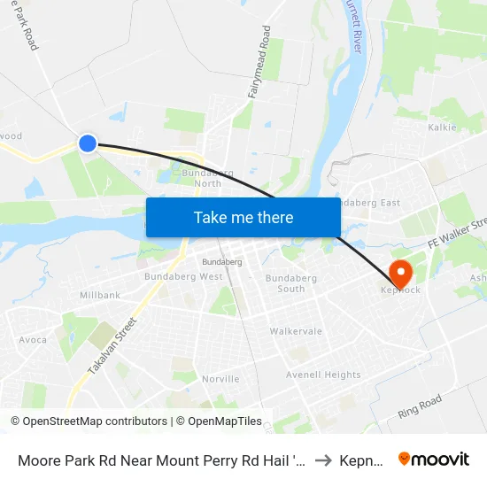 Moore Park Rd Near Mount Perry Rd Hail 'N' Ride to Kepnock map