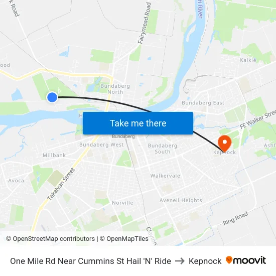 One Mile Rd Near Cummins St Hail 'N' Ride to Kepnock map