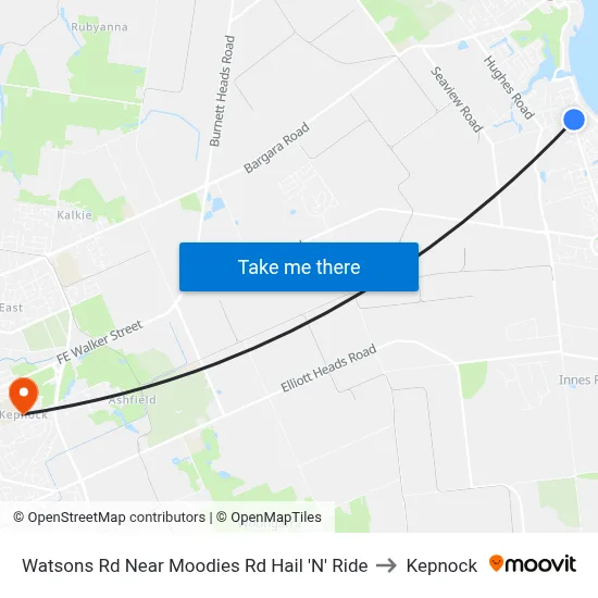 Watsons Rd Near Moodies Rd Hail 'N' Ride to Kepnock map