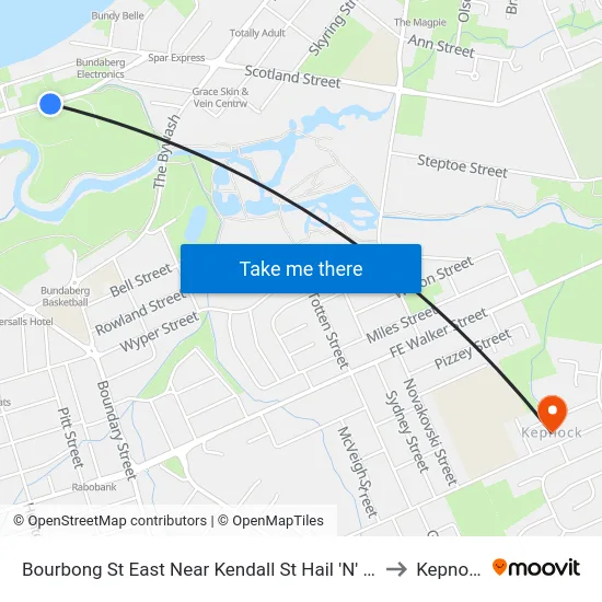 Bourbong St East Near Kendall St Hail 'N' Ride to Kepnock map