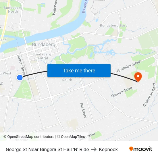 George St Near Bingera St Hail 'N' Ride to Kepnock map