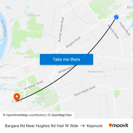 Bargara Rd Near Hughes Rd Hail 'N' Ride to Kepnock map