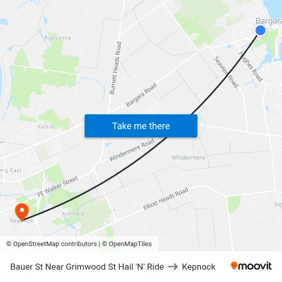 Bauer St Near Grimwood St Hail 'N' Ride to Kepnock map