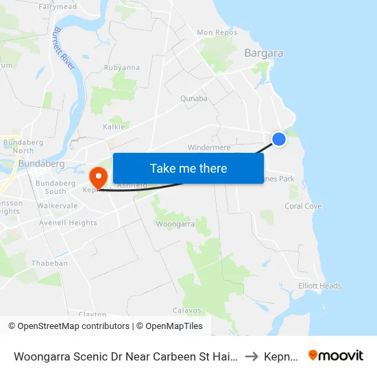Woongarra Scenic Dr Near Carbeen St Hail 'N' Ride to Kepnock map