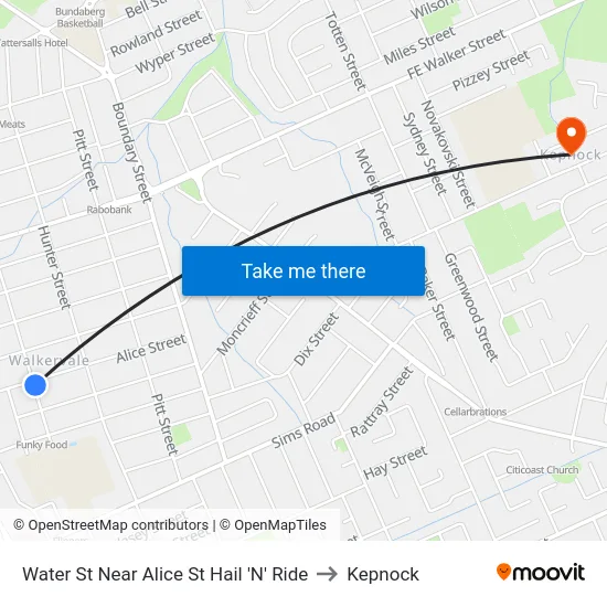 Water St Near Alice St Hail 'N' Ride to Kepnock map