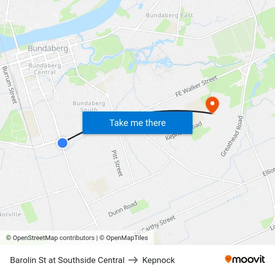 Barolin St at Southside Central to Kepnock map