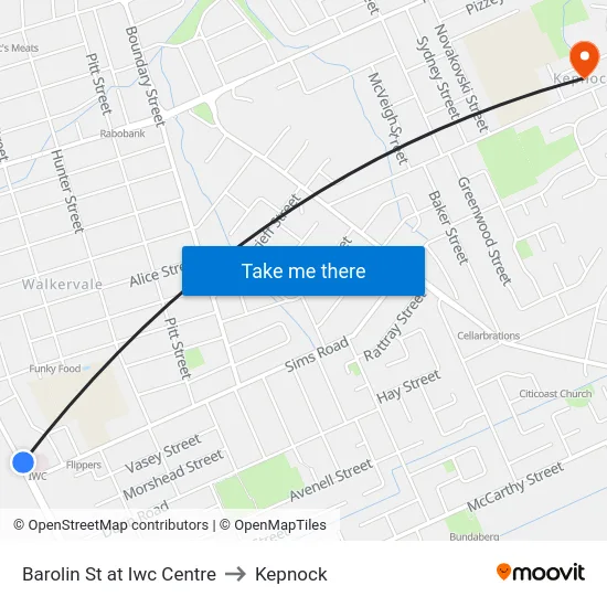 Barolin St at Iwc Centre to Kepnock map